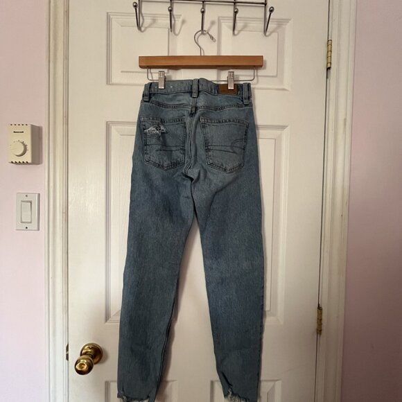 American Eagle Low Rise Slim Stretch Jeans, Distressed Hem - Picture 2 of 2